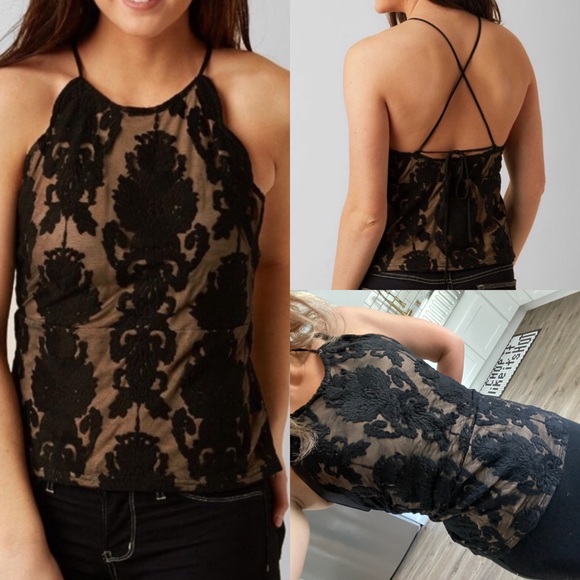 - Nwt BKE Lace high neck scallop trim tie back Y2k - Picture 1 of 10